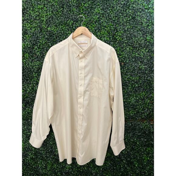 Gold Label Roundtree & Yorke Men’s dress Shirt, light Yellow, non-iron Size 18 - Picture 1 of 6